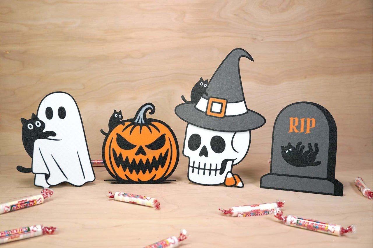 Halloween Targets 5 Pack - Jack O'lantern, Ghost, Tombstone, Skull, Hat